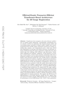 EfficientMorph: Parameter-Efficient Transformer-Based Architecture for
  3D Image Registration