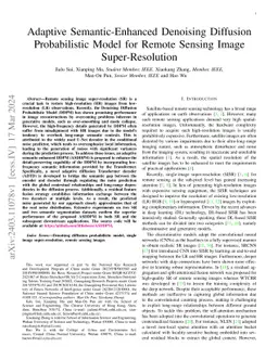 Adaptive Semantic-Enhanced Denoising Diffusion Probabilistic Model for
  Remote Sensing Image Super-Resolution
