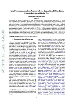 HarmPot: An Annotation Framework for Evaluating Offline Harm Potential
  of Social Media Text