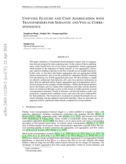 Unifying Feature and Cost Aggregation with Transformers for Semantic and
  Visual Correspondence