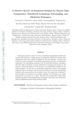 A Selective Review on Statistical Methods for Massive Data Computation:
  Distributed Computing, Subsampling, and Minibatch Techniques