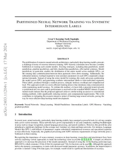Partitioned Neural Network Training via Synthetic Intermediate Labels
