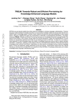TRELM: Towards Robust and Efficient Pre-training for Knowledge-Enhanced
  Language Models