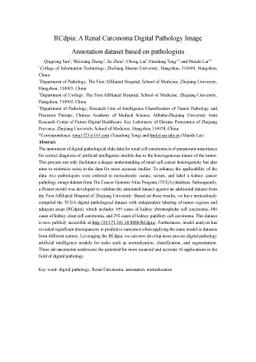 RCdpia: A Renal Carcinoma Digital Pathology Image Annotation dataset
  based on pathologists