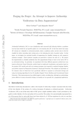 Forging the Forger: An Attempt to Improve Authorship Verification via
  Data Augmentation