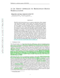 A Lie Group Approach to Riemannian Batch Normalization
