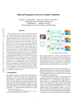 Bilateral Propagation Network for Depth Completion