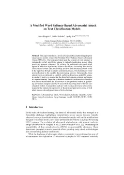 A Modified Word Saliency-Based Adversarial Attack on Text Classification
  Models