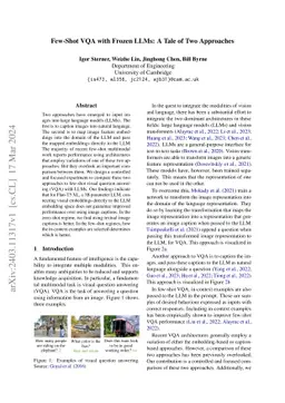 Few-Shot VQA with Frozen LLMs: A Tale of Two Approaches