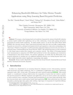 Enhancing Bandwidth Efficiency for Video Motion Transfer Applications
  using Deep Learning Based Keypoint Prediction