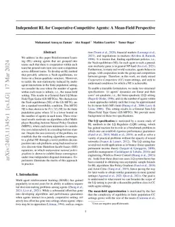 Independent RL for Cooperative-Competitive Agents: A Mean-Field Perspective