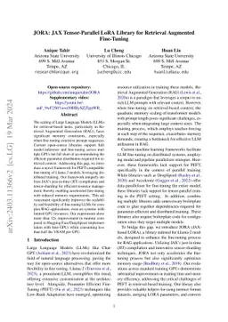 JORA: JAX Tensor-Parallel LoRA Library for Retrieval Augmented
  Fine-Tuning