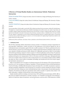 A Review of Virtual Reality Studies on Autonomous Vehicle--Pedestrian
  Interaction