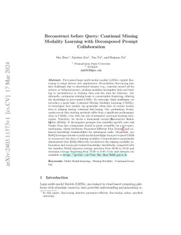 Reconstruct before Query: Continual Missing Modality Learning with
  Decomposed Prompt Collaboration