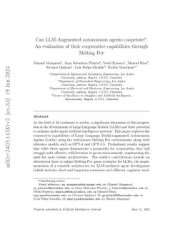 Can LLM-Augmented autonomous agents cooperate?, An evaluation of their
  cooperative capabilities through Melting Pot