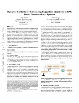 Dynamic Contexts for Generating Suggestion Questions in RAG Based
  Conversational Systems