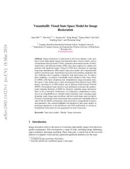 VmambaIR: Visual State Space Model for Image Restoration