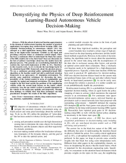 Demystifying the Physics of Deep Reinforcement Learning-Based Autonomous
  Vehicle Decision-Making