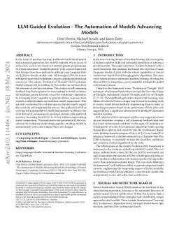 LLM Guided Evolution -- The Automation of Models Advancing Models