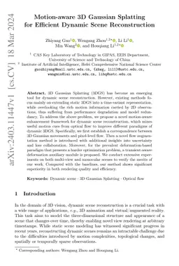 Motion-aware 3D Gaussian Splatting for Efficient Dynamic Scene
  Reconstruction
