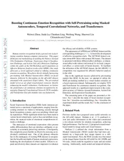 Boosting Continuous Emotion Recognition with Self-Pretraining using
  Masked Autoencoders, Temporal Convolutional Networks, and Transformers