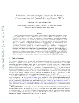 Span-Based Optimal Sample Complexity for Weakly Communicating and
  General Average Reward MDPs