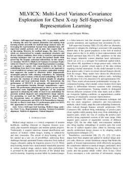MLVICX: Multi-Level Variance-Covariance Exploration for Chest X-ray
  Self-Supervised Representation Learning