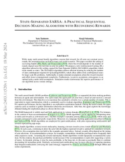 State-Separated SARSA: A Practical Sequential Decision-Making Algorithm
  with Recovering Rewards