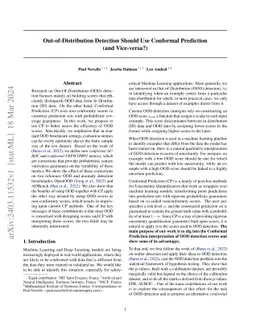 Out-of-Distribution Detection Should Use Conformal Prediction (and
  Vice-versa?)