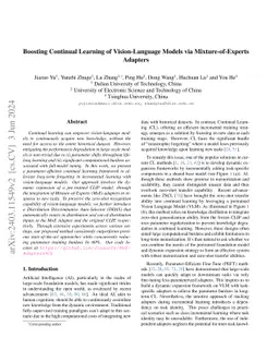 Boosting Continual Learning of Vision-Language Models via
  Mixture-of-Experts Adapters