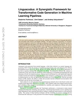 Linguacodus: A Synergistic Framework for Transformative Code Generation
  in Machine Learning Pipelines