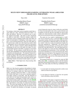Multi-View Video-Based Learning: Leveraging Weak Labels for Frame-Level
  Perception