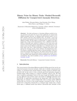 Binary Noise for Binary Tasks: Masked Bernoulli Diffusion for
  Unsupervised Anomaly Detection