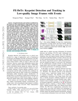 FE-DeTr: Keypoint Detection and Tracking in Low-quality Image Frames
  with Events