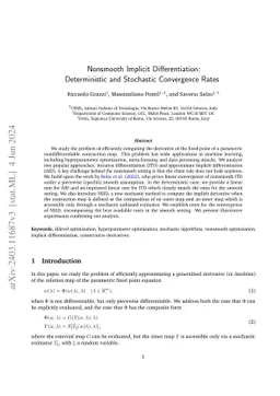 Nonsmooth Implicit Differentiation: Deterministic and Stochastic
  Convergence Rates