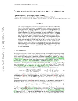 Generalization error of spectral algorithms