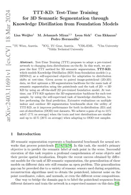 TTT-KD: Test-Time Training for 3D Semantic Segmentation through
  Knowledge Distillation from Foundation Models