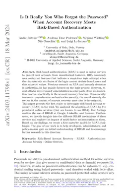 Is It Really You Who Forgot the Password? When Account Recovery Meets
  Risk-Based Authentication