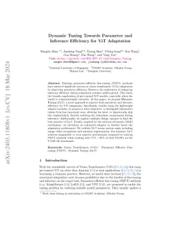 Dynamic Tuning Towards Parameter and Inference Efficiency for ViT
  Adaptation