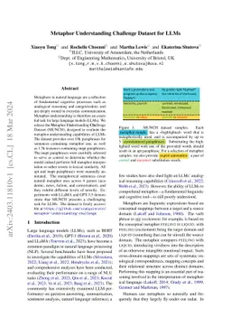 Metaphor Understanding Challenge Dataset for LLMs