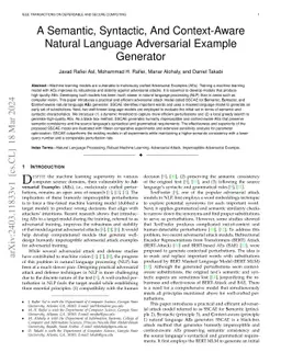 SSCAE -- Semantic, Syntactic, and Context-aware natural language
  Adversarial Examples generator