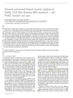Towards automated formal security analysis of SAML V2.0 Web Browser SSO standard -- the POST/Artifact use case