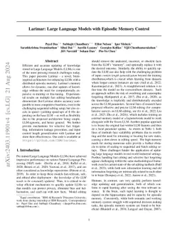 Larimar: Large Language Models with Episodic Memory Control