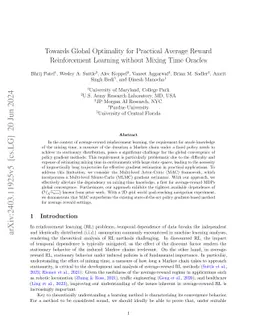 Towards Global Optimality for Practical Average Reward Reinforcement
  Learning without Mixing Time Oracles