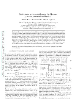 State space representations of the Roesser type for convolutional layers