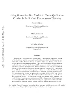 Using Generative Text Models to Create Qualitative Codebooks for Student
  Evaluations of Teaching
