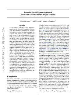 Learning Useful Representations of Recurrent Neural Network Weight
  Matrices