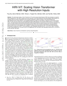 HIRI-ViT: Scaling Vision Transformer with High Resolution Inputs