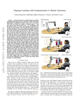 Aligning Learning with Communication in Shared Autonomy