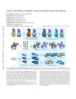 Generic 3D Diffusion Adapter Using Controlled Multi-View Editing
